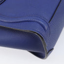 CELINE Luggage Nano Shopper Hand Bag Leather 2way Blue Gold Auth 213458A-16