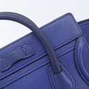 CELINE Luggage Nano Shopper Hand Bag Leather 2way Blue Gold Auth 213458A-17