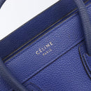 CELINE Luggage Nano Shopper Hand Bag Leather 2way Blue Gold Auth 213458A-18
