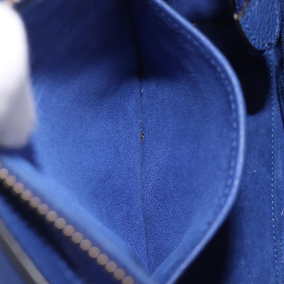 CELINE Luggage Nano Shopper Hand Bag Leather 2way Blue Gold Auth 213458A