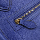 CELINE Luggage Nano Shopper Hand Bag Leather 2way Blue Gold Auth 213458A-26