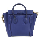 CELINE Luggage Nano Shopper Hand Bag Leather 2way Blue Gold Auth 213458A-3