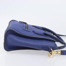 CELINE Luggage Nano Shopper Hand Bag Leather 2way Blue Gold Auth 213458A-4