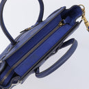 CELINE Luggage Nano Shopper Hand Bag Leather 2way Blue Gold Auth 213458A-6