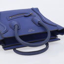 CELINE Luggage Nano Shopper Hand Bag Leather 2way Blue Gold Auth 213458A-7