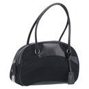 PRADA Hand Bag Nylon Leather Black Silver Auth 213463A-1