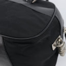 PRADA Hand Bag Nylon Leather Black Silver Auth 213463A-12