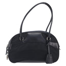 PRADA Hand Bag Nylon Leather Black Silver Auth 213463A-2