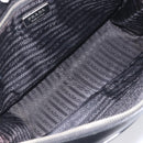 PRADA Hand Bag Nylon Leather Black Silver Auth 213463A-20