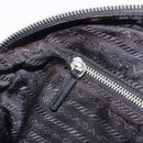 PRADA Hand Bag Nylon Leather Black Silver Auth 213463A-23