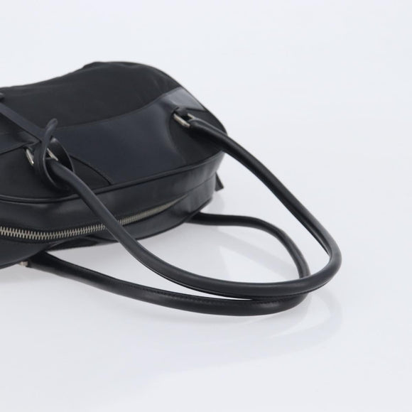 PRADA Hand Bag Nylon Leather Black Silver Auth 213463A