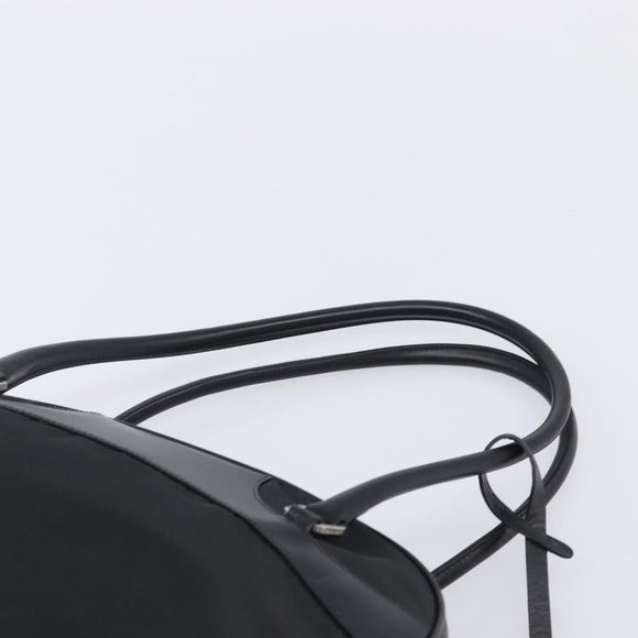 PRADA Hand Bag Nylon Leather Black Silver Auth 213463A