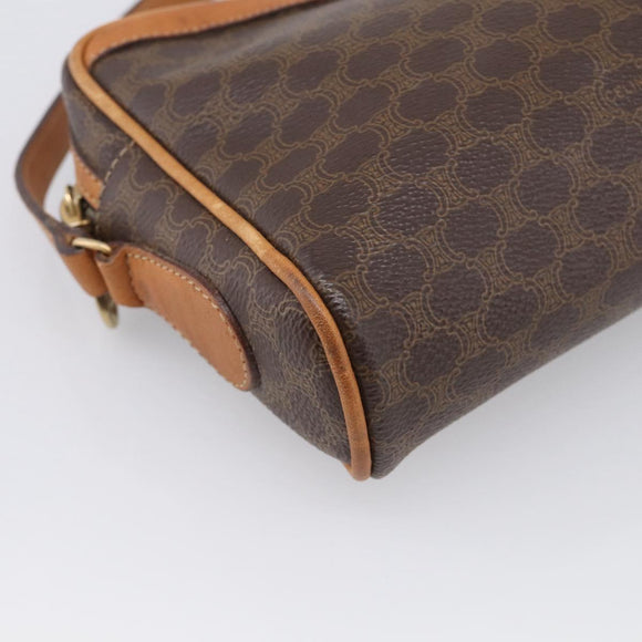 CELINE Macadam Canvas Shoulder Bag PVC Leather Brown Gold Auth 213471