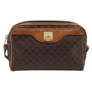 CELINE Macadam Canvas Shoulder Bag PVC Leather Brown Gold Auth 213471-2