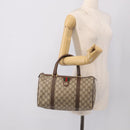 GUCCI GG Supreme Web Sherry Line Boston Bag PVC Beige Gold 39 02 007 Auth 213472-23