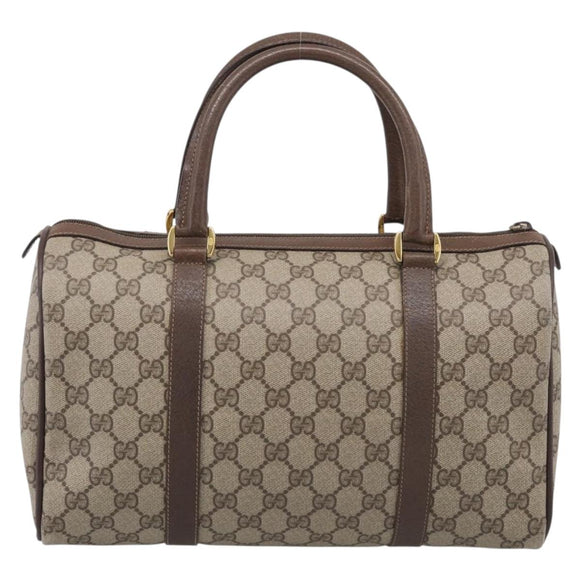GUCCI GG Supreme Web Sherry Line Boston Bag PVC Beige Gold 39 02 007 Auth 213472