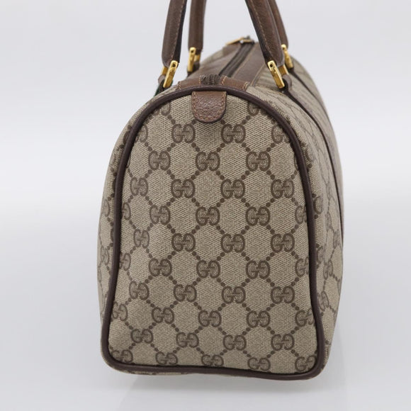 GUCCI GG Supreme Web Sherry Line Boston Bag PVC Beige Gold 39 02 007 Auth 213472