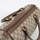 GUCCI GG Supreme Web Sherry Line Boston Bag PVC Beige Gold 39 02 007 Auth 213472-6