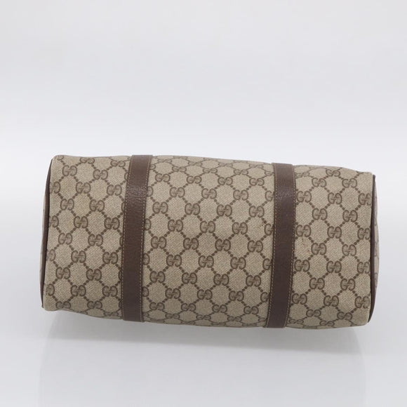 GUCCI GG Supreme Web Sherry Line Boston Bag PVC Beige Gold 39 02 007 Auth 213472