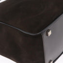 GUCCI Hand Bag Suede Dark Brown Silver 000 0845 Auth 213482-10