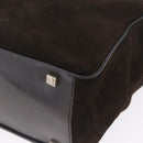 GUCCI Hand Bag Suede Dark Brown Silver 000 0845 Auth 213482-11