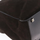 GUCCI Hand Bag Suede Dark Brown Silver 000 0845 Auth 213482-12