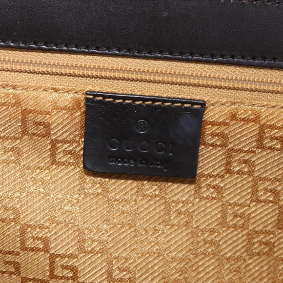 GUCCI Hand Bag Suede Dark Brown Silver 000 0845 Auth 213482