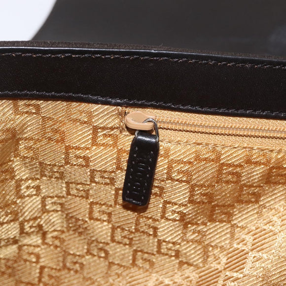 GUCCI Hand Bag Suede Dark Brown Silver 000 0845 Auth 213482