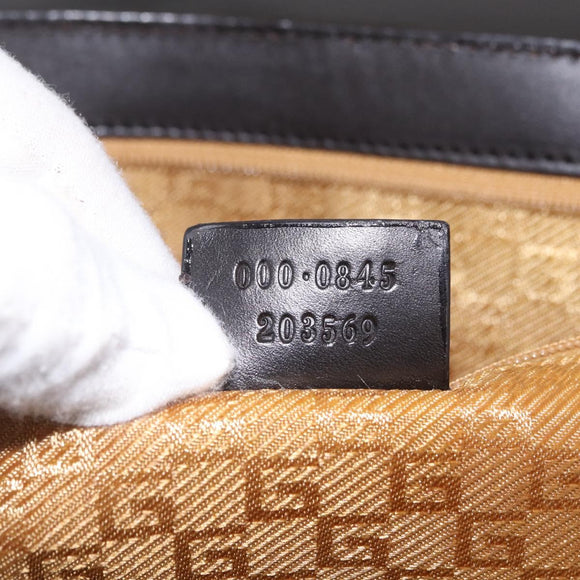 GUCCI Hand Bag Suede Dark Brown Silver 000 0845 Auth 213482