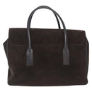 GUCCI Hand Bag Suede Dark Brown Silver 000 0845 Auth 213482-3