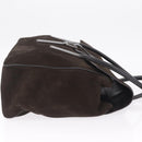 GUCCI Hand Bag Suede Dark Brown Silver 000 0845 Auth 213482-4