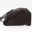 GUCCI Hand Bag Suede Dark Brown Silver 000 0845 Auth 213482-5