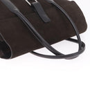 GUCCI Hand Bag Suede Dark Brown Silver 000 0845 Auth 213482-6