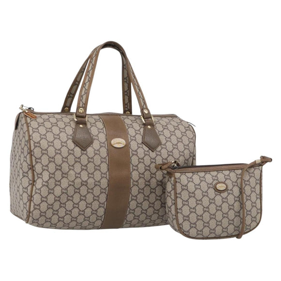 GUCCI GG Plus Supreme Shoulder Bag PVC 2 Set Beige Auth 213487