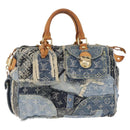 LOUIS VUITTON Monogram Denim Patchwork Speedy 30 Bag Blue M95380 LV Auth 213495V-2