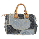 LOUIS VUITTON Monogram Denim Patchwork Speedy 30 Bag Blue M95380 LV Auth 213495V-3