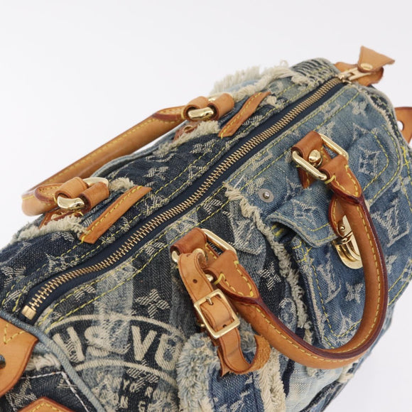 LOUIS VUITTON Monogram Denim Patchwork Speedy 30 Bag Blue M95380 LV Auth 213495V