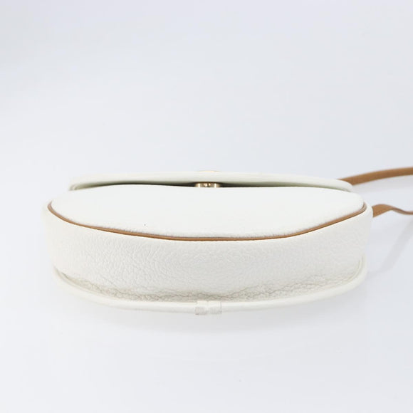 Christian Dior Shoulder Bag Leather White Gold Auth 213508