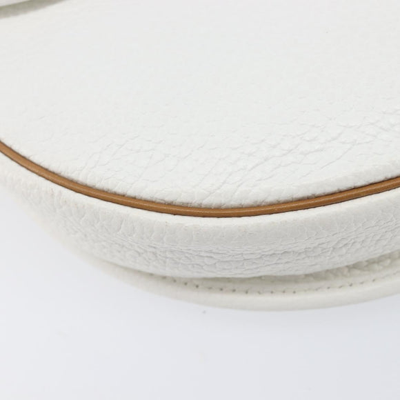 Christian Dior Shoulder Bag Leather White Gold Auth 213508