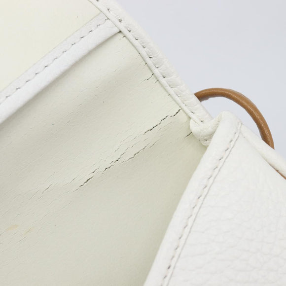 Christian Dior Shoulder Bag Leather White Gold Auth 213508