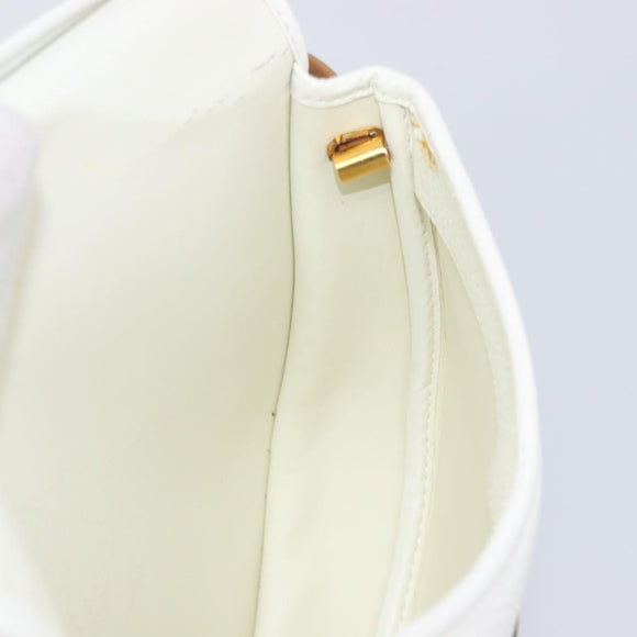 Christian Dior Shoulder Bag Leather White Gold Auth 213508