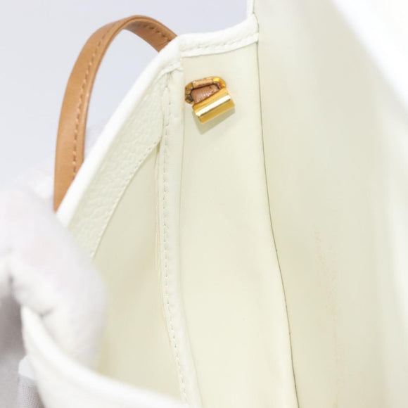 Christian Dior Shoulder Bag Leather White Gold Auth 213508