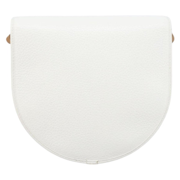 Christian Dior Shoulder Bag Leather White Gold Auth 213508