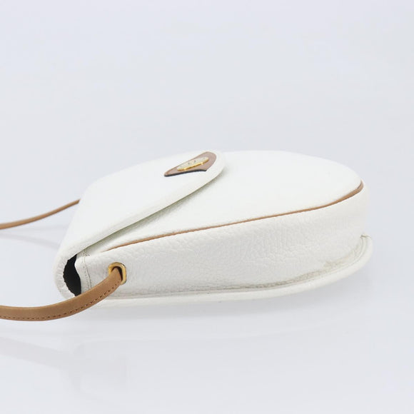 Christian Dior Shoulder Bag Leather White Gold Auth 213508