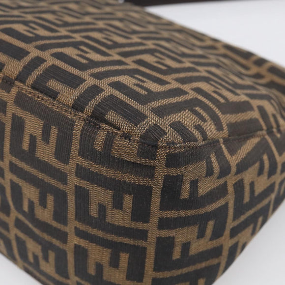FENDI Zucca Canvas Mamma Baguette Shoulder Bag Brown Black Auth 213515V