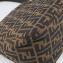 FENDI Zucca Canvas Mamma Baguette Shoulder Bag Brown Black Auth 213515V-13
