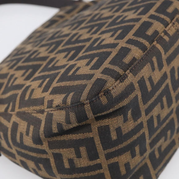 FENDI Zucca Canvas Mamma Baguette Shoulder Bag Brown Black Auth 213515V