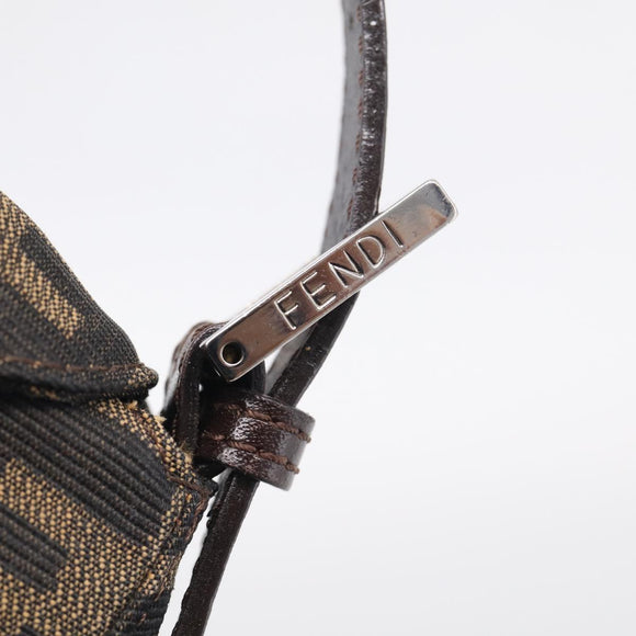FENDI Zucca Canvas Mamma Baguette Shoulder Bag Brown Black Auth 213515V