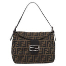 FENDI Zucca Canvas Mamma Baguette Shoulder Bag Brown Black Auth 213515V-2