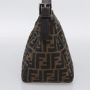 FENDI Zucca Canvas Mamma Baguette Shoulder Bag Brown Black Auth 213515V-5